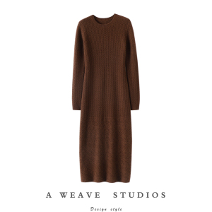 版型真的没话说~大长款100%纯山羊绒衫女过膝针织连衣裙子秋冬季