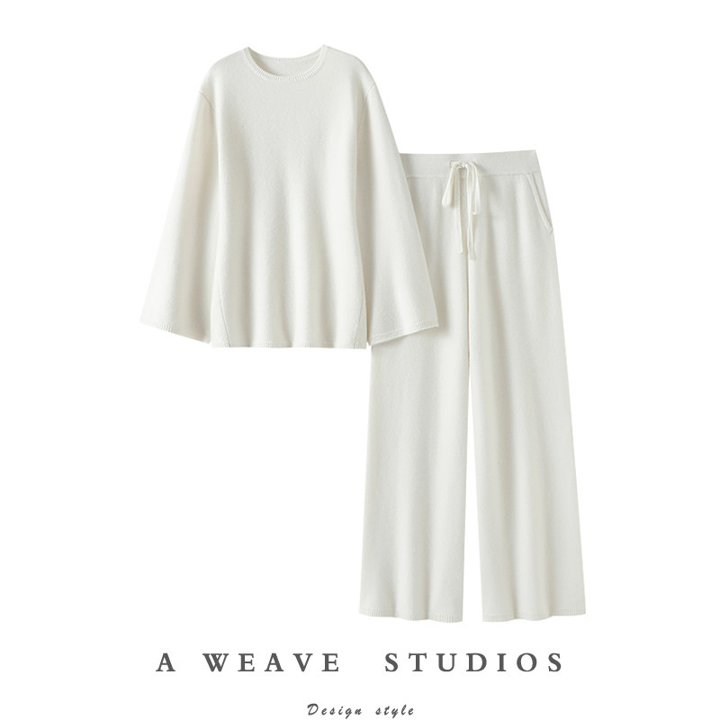 女神优越感！大阔袖圆领加厚100%纯羊绒衫女毛衣针织休闲阔腿裤子,女装/女士精品,羊绒衫,淘宝优惠券,粉丝福利购,淘宝优惠卷