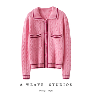 百搭而心动~加厚100%纯山羊绒开衫女POLO领羊绒毛衣针织外套上衣