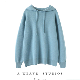 女卫衣加厚毛衣女宽松 四平针连帽羊绒衫 重磅好版 高定日本订单