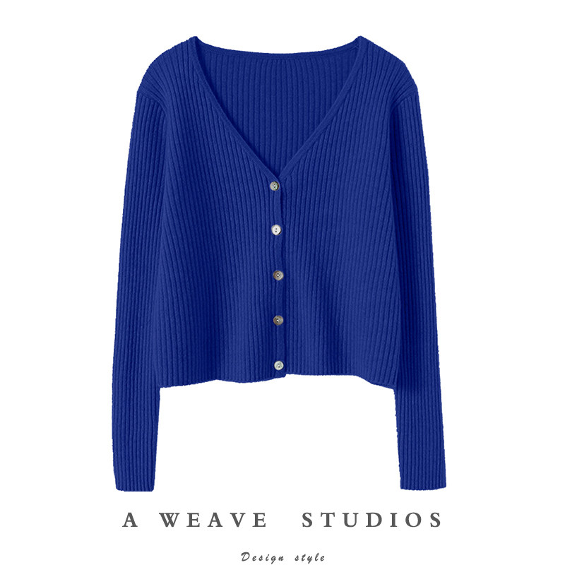 日常这样穿！100%纯羊绒开衫女V领短款羊绒毛衣女针织开衫小外套