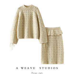 女半高领毛衣半身裙子套装 气质直抵心脾 重磅加厚100%纯山羊绒衫