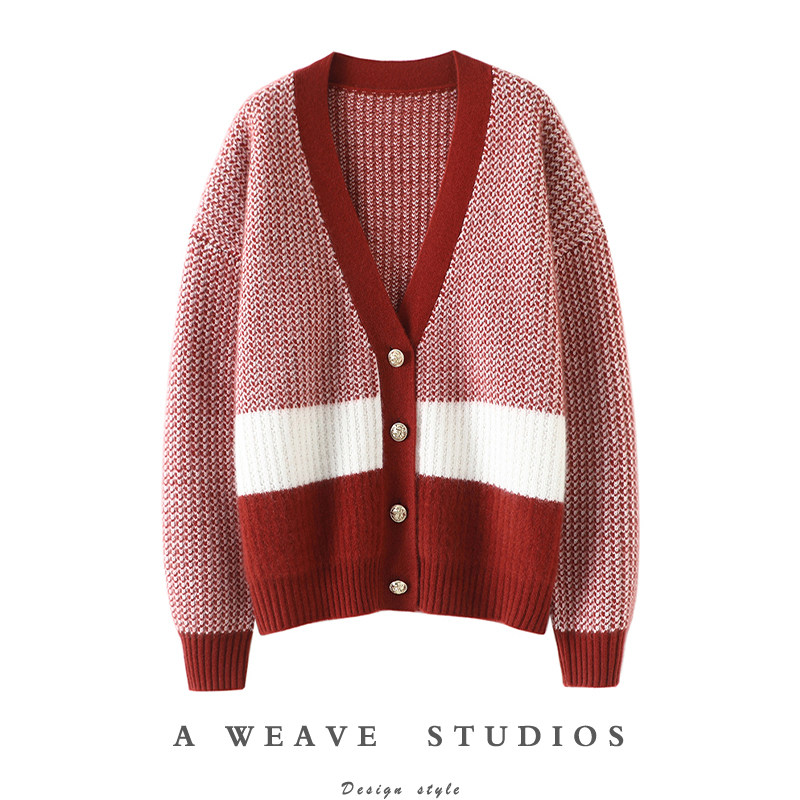 高光气质！金扣V领山羊绒开衫女纯羊绒毛衣针织开衫外套秋冬加厚,女装/女士精品,羊绒衫,淘宝优惠券,粉丝福利购,淘宝优惠卷