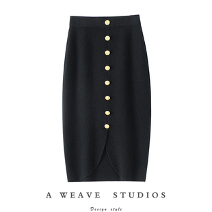 裙型太棒了 前后两穿四平针加厚100%纯山羊绒包臀裙半身铅笔裙子