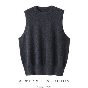 启超实用万搭 100%纯山羊绒背心女纯羊绒毛衣针织坎肩马甲 秋冬季