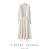 骨子里 女纯羊绒裙子套装 气质 大克重高翻领花边100%纯山羊绒衫