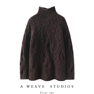 强调好好看！粗棒针加厚100%纯山羊绒衫女半高领纯羊绒毛衣秋冬