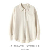 好看好看 女纯羊绒毛衣宽松针织衬衫 不挑人人气款 POLO领羊绒开衫