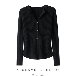 过目不忘!气质修身100%纯山羊绒开衫女纯羊绒毛衣针织打底衫秋冬