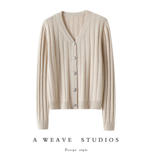 外套 女圆领羊绒毛衣针织开衫 气质渐入佳境 加厚100%纯山羊绒开衫