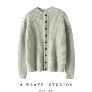 冬日暖炉~加厚半高领100%纯山羊绒开衫女毛衣针织外套秋冬新款