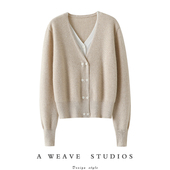 女纯羊绒毛衣针织开衫 气质抢眼C位 双V领纯山羊绒开衫 外套秋冬