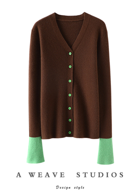 哇塞人人向往~喇叭袖羊绒开衫女纯羊绒毛衣针织开衫修身秋冬百搭