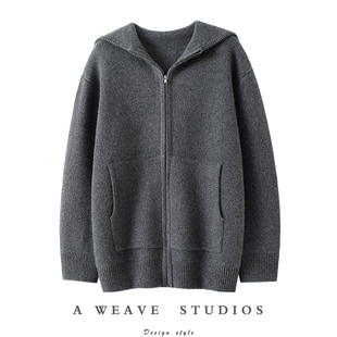 冬日奥斯陆！重磅加厚800克+连帽羊绒拉链开衫女纯羊绒毛衣帽衫冬