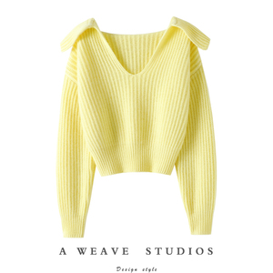 咋穿都好看！！粗针加厚V领100%纯山羊绒衫女纯羊绒毛衣针织衫