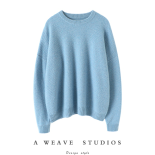 女圆领纯羊绒毛衣套头秋冬加厚 菠萝针纯山羊绒衫 漫不经心 夺目