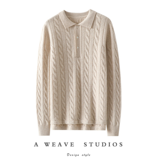 秋冬 女POLO领纯羊绒毛衣针织衫 时髦精通勤路 加厚100%纯山羊绒衫