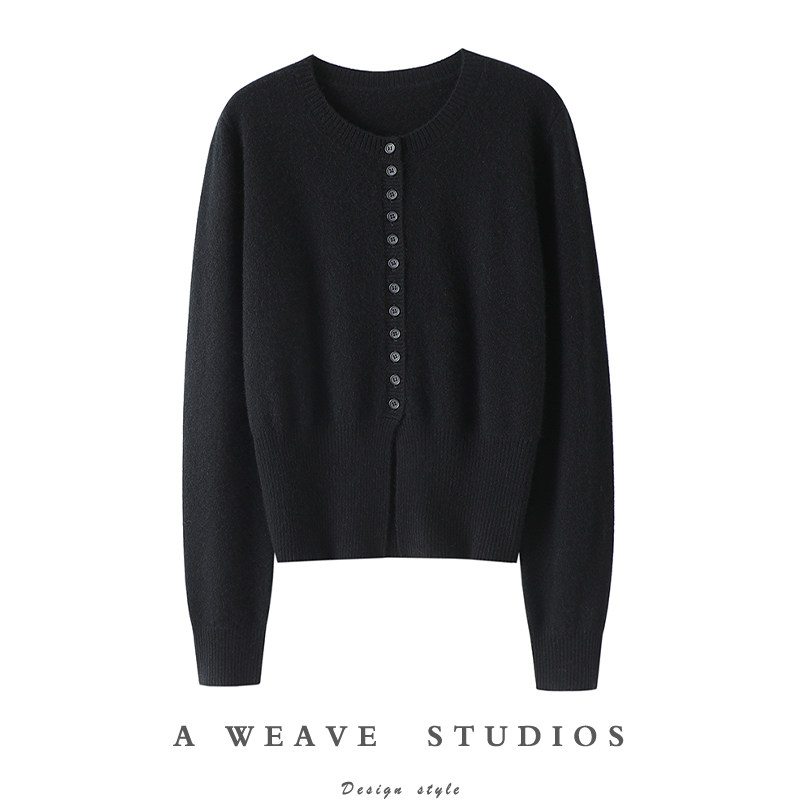 私信推荐~圆领100%纯山羊绒开衫女纯羊绒毛衣针织打底衫秋冬外套,女装/女士精品,羊绒衫,淘宝优惠券,粉丝福利购,淘宝优惠卷