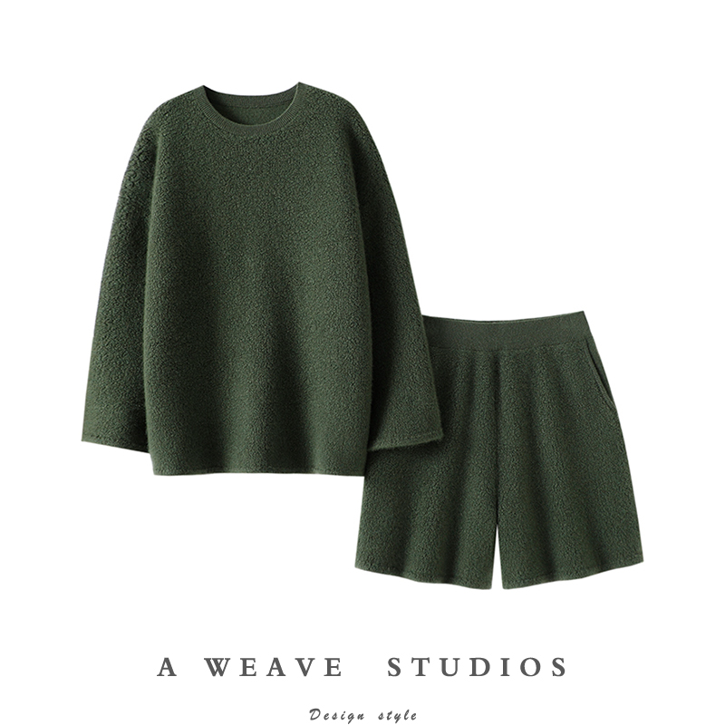 启超官方高端100%纯山羊绒衫套装