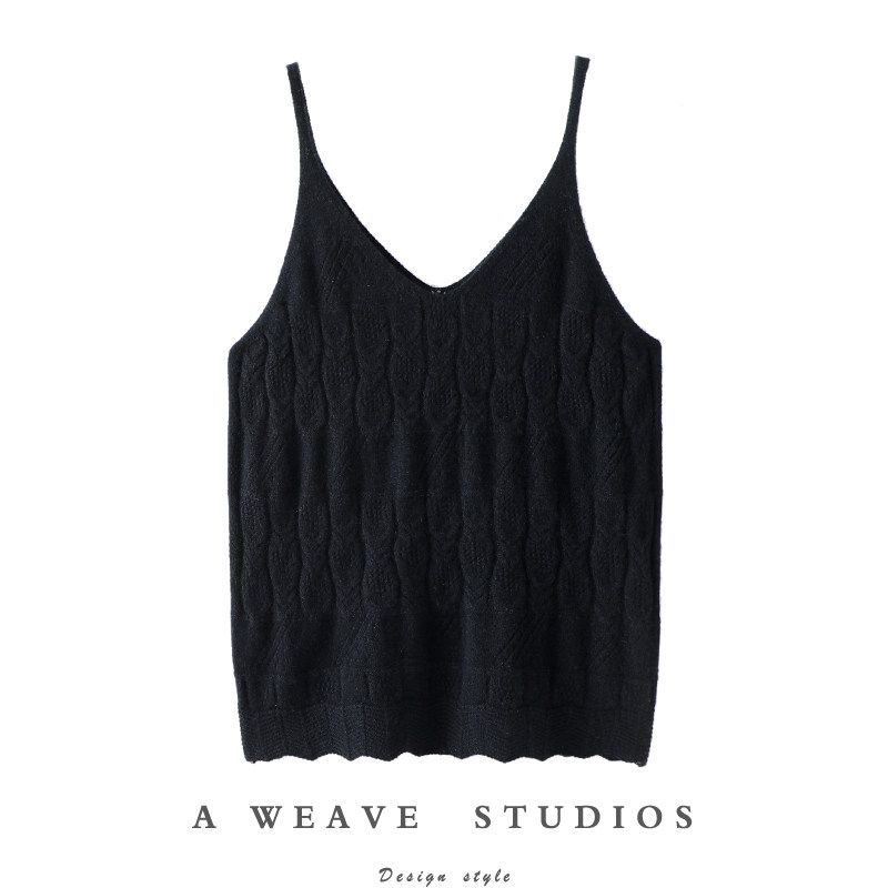 新锐小众奢拼~时髦细肩带纯羊绒吊带女针织背心V领秋冬保暖修身,女装/女士精品,羊绒衫,淘宝优惠券,粉丝福利购,淘宝优惠卷