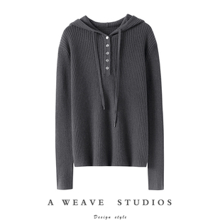 秋冬帽衫 启超舒适无忧～连帽100%羊绒衫 女纯山羊绒毛衣针织打底衫