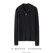 女毛衣针织打底开衫 官方正品 气质双头拉链100%纯山羊绒开衫 厚