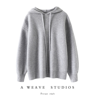 女卫衣加厚毛衣女宽松 四平针连帽羊绒衫 重磅推荐 稀有日本订单