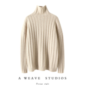 加厚山羊绒衫 我私心爱 男女同款 100纯羊绒女粗棒针高领羊绒毛衣