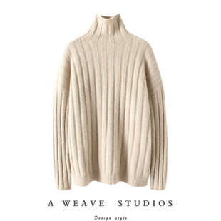 100纯羊绒女粗棒针高领羊绒毛衣 加厚山羊绒衫 我私心爱 男女同款