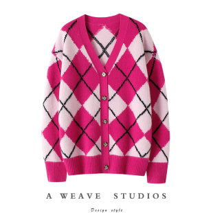 上身效果终生难忘 女纯羊绒毛衣针织外套 加厚V领纯山羊绒开衫