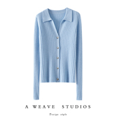 女上衣POLO领羊绒毛衣针织打底衫 无需多言 100%纯山羊绒开衫 秋冬