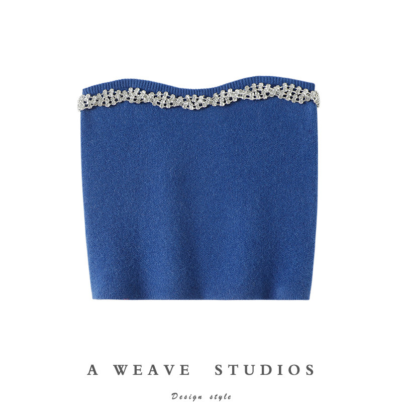 气质来袭！甜辣~镶钻100%纯山羊绒抹胸女纯羊绒裹胸美背内搭外穿,女装/女士精品,抹胸,淘宝优惠券,粉丝福利购,淘宝优惠卷