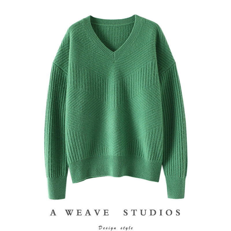 细节提升品味！重工搬针羊绒衫女V领套头纯羊绒毛衣宽松慵懒加厚,女装/女士精品,羊绒衫,淘宝优惠券,粉丝福利购,淘宝优惠卷