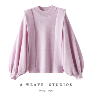 毛衣针织衫 气质 女半高领蝙蝠袖 加厚100%纯山羊绒衫 宽松冬 没边