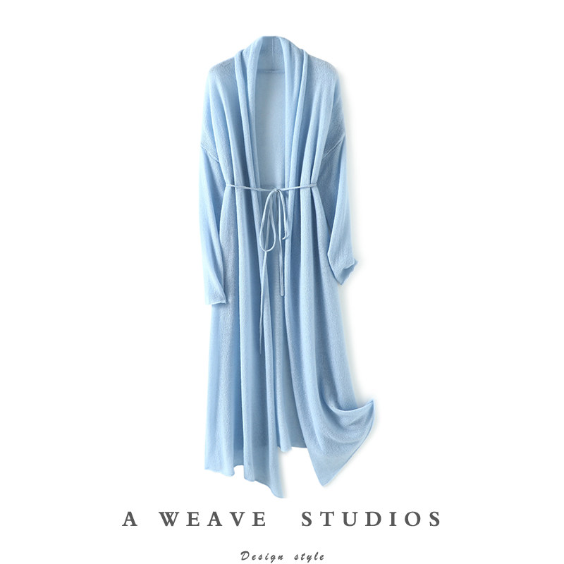 dream云朵般 气质形象款春夏纯羊绒针织开衫长款空调防晒衫薄外套