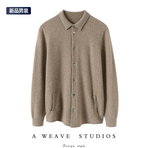 启超男士高端100%纯山羊绒衫