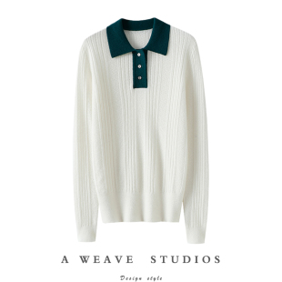 官方正品 不凡品位 秋冬100%山羊绒衫 女POLO领纯羊绒毛衣针织衫