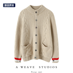 预谋邂逅！重磅加厚男士羊绒开衫圆领纯羊绒毛衣针织开衫外套男装