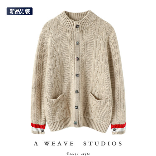 启超男士高端100%纯山羊绒衫