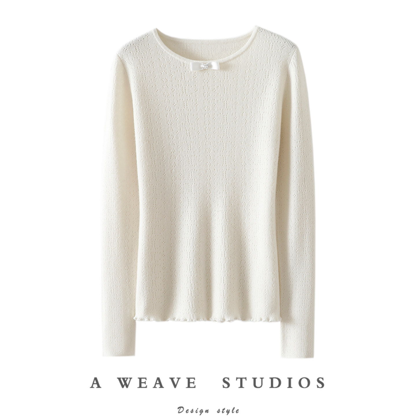 气质神仙品！蝴蝶结100%纯山羊绒衫女圆领羊绒毛衣针织打底衫秋冬