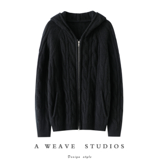 纯羊绒连帽毛衣 加厚100%纯山羊绒拉链开衫 官方正品 自留啊