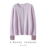 太好看了！实用万搭~圆领100%纯山羊绒开衫女纯羊绒毛衣针织外套