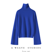 自信 双层大廓袖 高领羊绒衫 从容 女100纯羊绒毛衣套头内搭秋冬季