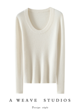 启超官方！美醉了~U领100%纯山羊绒衫女纯羊绒毛衣针织打底衫秋冬