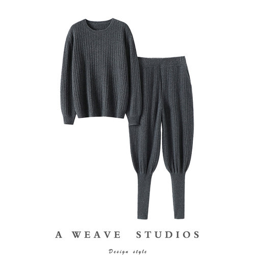 启超官方高端100%纯山羊绒衫套装