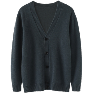 好穿搭~男士加厚新款100%纯山羊绒开衫V领纯羊绒毛衣针织开衫外套