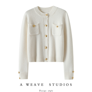 一步一回头！加厚100%纯山羊绒开衫女纯羊绒毛衣针织外套短款秋冬