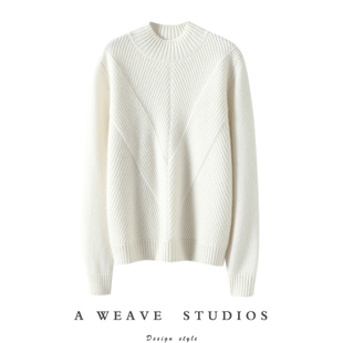 魅力磁场~秋冬半高领羊绒衫女100%纯山羊绒毛衣厚宽松针织打底衫