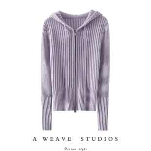 女连帽毛衣针织外套 加厚100%纯山羊绒拉链开衫 哇别犹豫 秒收