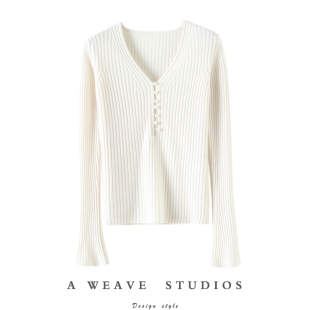 秋冬季 女喇叭袖 毛衣 好穿V领100%纯羊绒针织开衫 启超朝暮来信